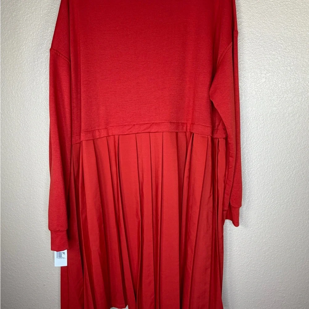Moa Moa‎ Vibrant Red Women’s Pleated Babydoll  Dress NWT